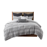 INK+IVY Rhea Mid-Century Cotton Jacquard Duvet Cover Mini Set II12-1103 Grey/Black