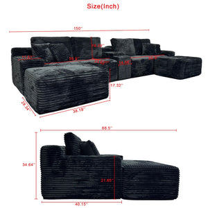 English Elm Sofa With Right Arm Facing Sectional In Sleek Black - Modern Comfort, Storage & Built-In Tech Features W579P333618-GIGA