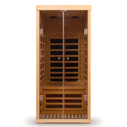 English Elm Single Person Infrared Sauna in Canadian Hemlock with Low Emf Carbon Heating Panels W1787S00015