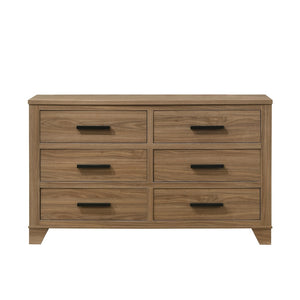 English Elm Walnut Finish 3 Piece Full Bedroom Set with Panel Bed Dresser and Mirror Transitional Wood B2741S00904