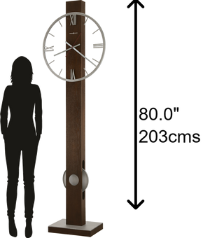Hekman Furniture 615124 Halo Floor Clock - Modern Grandfather Clock With Aged Silver Finish, Stylish Pendulum, & Quartz Movement  Halo Grandfather Clock 615124