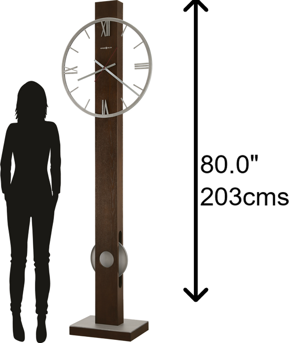Hekman Furniture 615124 Halo Floor Clock - Modern Grandfather Clock With Aged Silver Finish, Stylish Pendulum, & Quartz Movement  Halo Grandfather Clock 615124