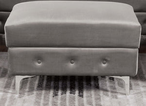 English Elm Transitional Square Ottoman With Chrome-Plated Steel Legs And Button Tufted Gray Flannelette Upholstery B2741P355266-GIGA