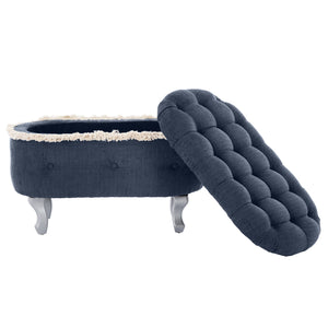 English Elm Christopher Knight Home® - 29.5'' Storage Bench with Button-Tufted Fabric, Tassel-Trim Ottoman with Hidden Compartment for Bedroom Blue 30.25 L x 18.5 W x 14 H N761P335817C