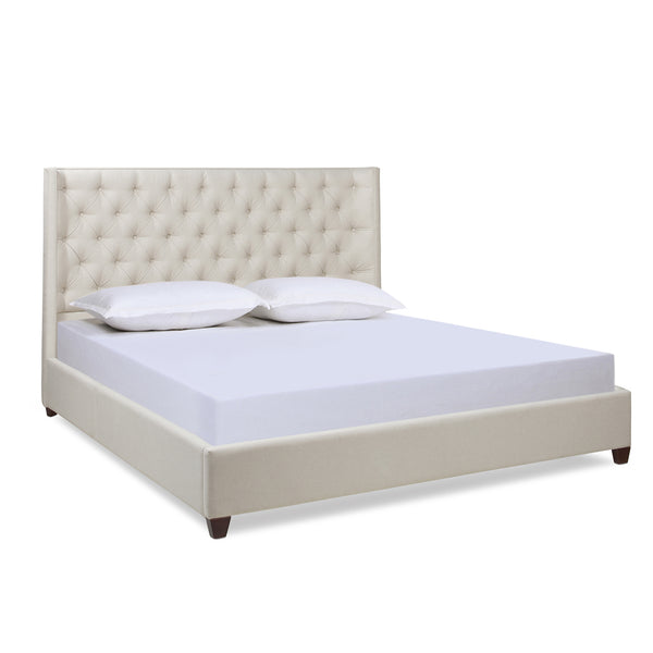 English Elm Manhattan Shelter Wingback Platform Bed Tufted Linen Upholstered King Bedroom Frame B2719P238237