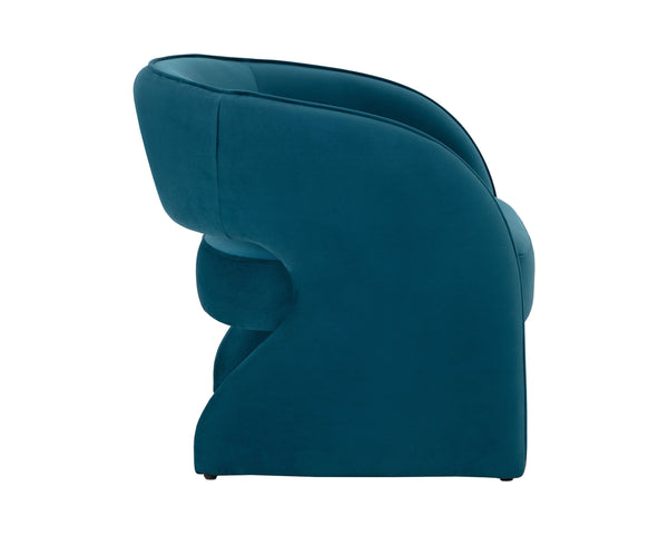 Sunpan Rosalia Contemporary Lounge Chair - Plush Curves and Defined Piping for Stylish Comfort in Any Space Timeless Teal