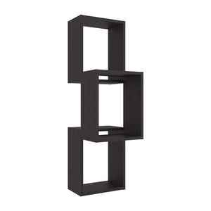 English Elm Stormi Wenge Wall-Mounted Geometric Shelf Unit — Asymmetrical Cube Design, Space-Saving Organizer B128P375286