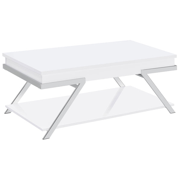 English Elm Fletcher Lacquered High Gloss Coffee Table with Open Shelf for Modern Living Rooms B062P447812