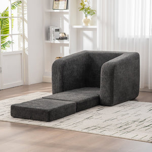 English Elm 40" Chenille Cloud Floor Chair Convertible Sleeper Sofa Lounge for Dorm Apartment Bedroom Gray W3118P388898