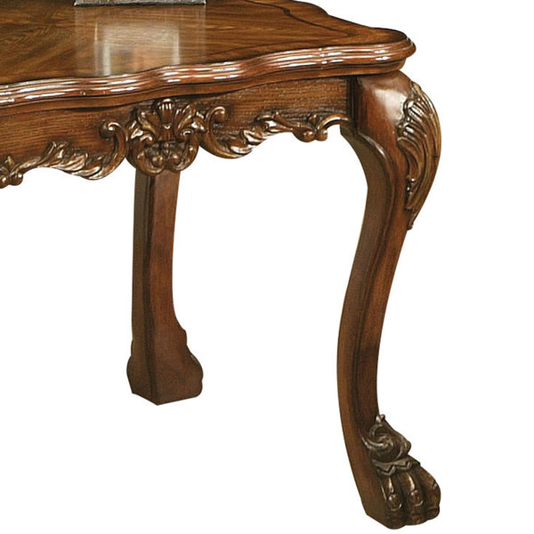 English Elm Cherry Oak End Table - Elegant Claw Leg Design With Scalloped Top & Floral Motifs For Timeless Charm B062P209072