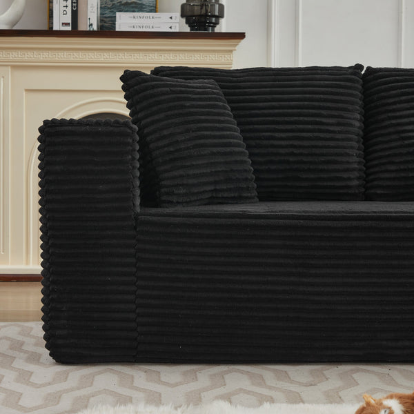 English Elm Modular L-shaped Sectional Sofa in Corduroy Low Profile Cloud Seating for Living Rooms W1143P313186