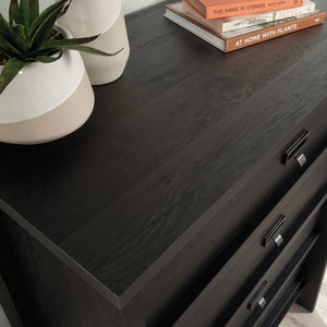 English Elm 4-Drawer Chest In Sleek Black Finish - Modern Farmhouse Storage Solution With Smooth Functionality B356P367864