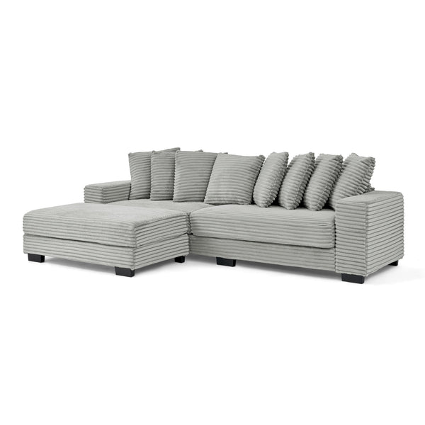 English Elm Corduroy Stylish Modular Sleeper Sectional Sofa – Gray Tufted Design With Versatile Footrests & Easy Assembly W487S00341