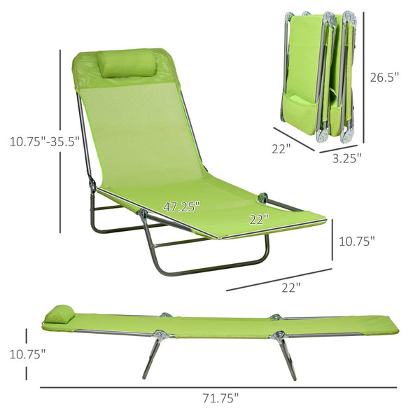 English Elm Outsunny 2 Piece Folding Chaise Lounge Chairs Set, Adjustable Outdoor Pool Loungers With Headrest W2225P174370-GIGA