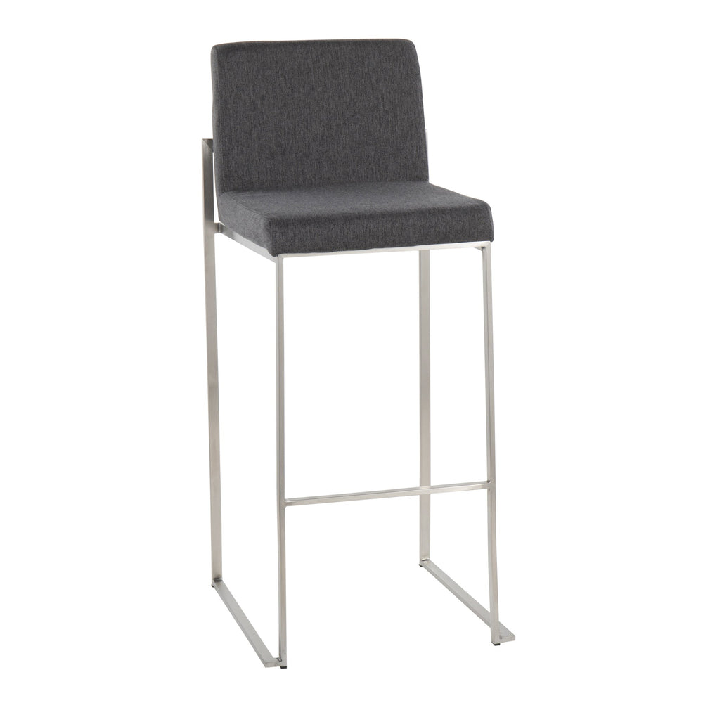 English Elm Contemporary High Back Upholstered Barstool Set with Black Steel Frame for Kitchen B202P222191