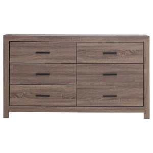 English Elm Geary Oak 4-Piece Slatted Headboard Bedroom Set with Barrel Oak Finish, Solid Wood Coastal Style Ensemble B062S00999
