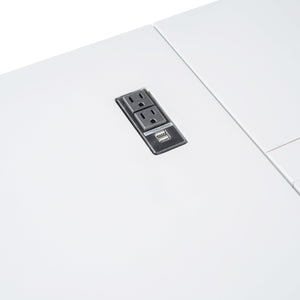 English Elm Queen Murphy Bed with Wardrobe Cabinets Built-in Usb Charging and Concealed Drawers White LP000590AAK
