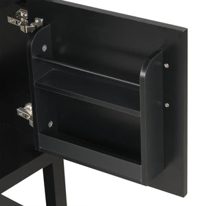 English Elm 20" Matte Freestanding Bathroom Vanity Rubberwood Cabinet Ceramic Sink Open Shelf Black N725P391115B
