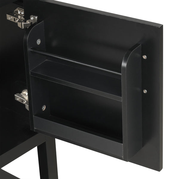 English Elm 20" Matte Freestanding Bathroom Vanity Rubberwood Cabinet Ceramic Sink Open Shelf Black N725P391115B