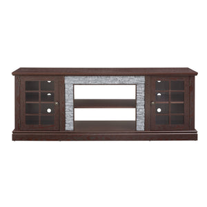 English Elm 70" Modern TV Stand with Faux Stone Top, Spacious 2-Door Media Console with Cable Management and Adjustable Shelves, Vintage Metal Handles, Durable MDF Construction for Living Room Entertainment (Fits up to 75") Cherry W2275P342689