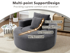 English Elm Round Cloud Sectional Sofa Bed with Memory Foam Cushions for Studio Living Spaces Dark Grey W3224P444286
