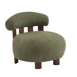 English Elm Christopher Knight Home® - Modern Boucle Accent Chair with Plush Rounded Silhouette, Solid Wood Frame, Cozy Reading Seat Olive Green,Walnut 29 L x 28.5 W x 21.85 H N776P278240S