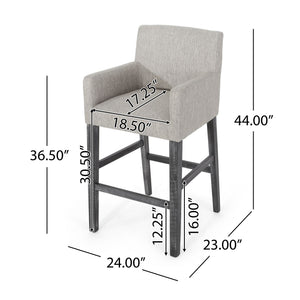 English Elm Upholstered Counter Stools Set of Two with Rubberwood Frame and Padded Armrests N780P365806G
