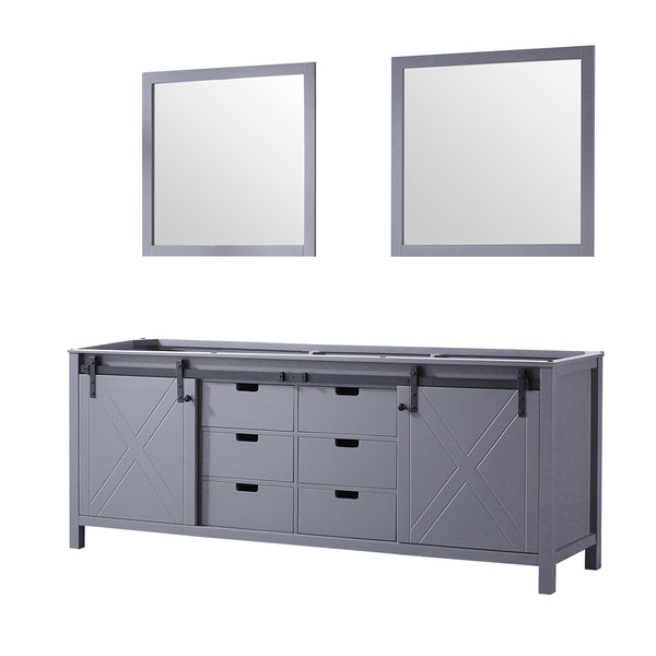 English Elm Dark Grey Double Bath Vanity 84" W x 22" D with Two Sinks, Mirrors & Ample Storage, Fully Assembled B2731S00576