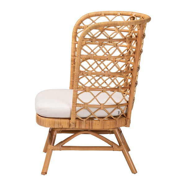 English Elm Modern Natural Rattan Accent Chair Woven Openwork Frame for Bohemian Living Spaces B2750P420415