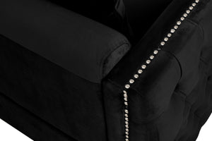 English Elm Belluno Tufted Black Velvet Accent Chair with Nailhead Trim and Chrome Legs B2749P413378
