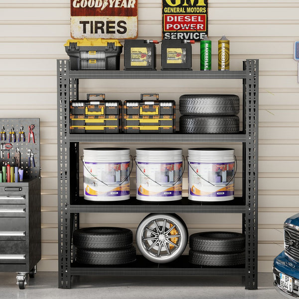 English Elm Heavy Steel Garage Shelving Unit Industrial Storage Rack 4000 Lb Welded Frame T2398P480396