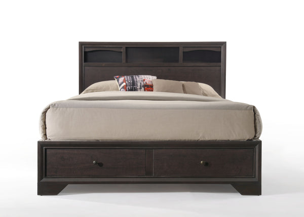 English Elm Madison Solid & Composite Wood Queen Bed with Raised Molding Headboard, Low Profile Footboard, 660lb PMID Espresso 69.21 L x 17.01 W x 5.75 H B2726S00500