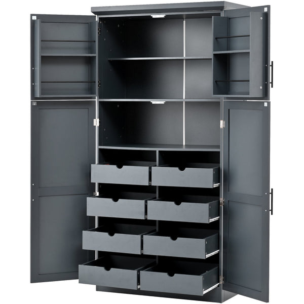 English Elm [assembly Included] Topmax Shaker Pantry Cabinet Tall Mdf Kitchen Storage with Pull-out Trays Gray SP000099AAE
