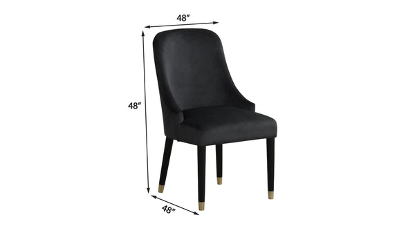 English Elm Contemporary Velvet Upholstered Rounded Back Dining Chairs with Gold Accent Legs Set of 2, Elegant Comfort Black 30.12 L x 24.22 W x 22.25 H B011P290547