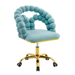 English Elm Set of Velvet Bubble Chair with Sculptural Linked Back and Rolling Caster Base for Office Gold,Teal W1512P491833