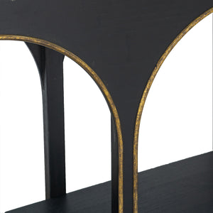 English Elm 47.2x15.7x31.9" Matte Black Wood Console Table with Arched Legs Gold Accents Shelf W2078P476728