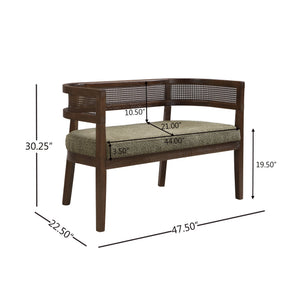 English Elm 47.5" Hand-woven Rattan Loveseat with Open Weave Back and Cushioned Two-seat Comfort Green,Walnut N771P381036L