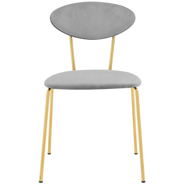 English Elm Savara Gray Velvet Dining Room Chairs Set Of 2 - Modern Gold Metal Legs For Stylish Comfort & Versatility B2736P354289-GIGA