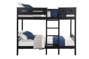 English Elm Ekko Twin/Twin Bunk Bed in Black Finish – Sturdy Pine Composite, 330 lb Capacity, Easy Assemble B2726S00330