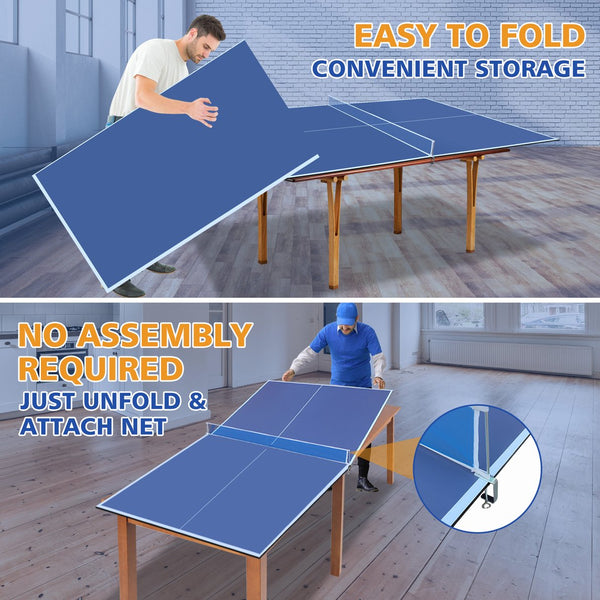 English Elm 8ft Foldable Mdf Ping Pong Conversion Top for Solo Practice and Indoor Play Blue W1408P262534
