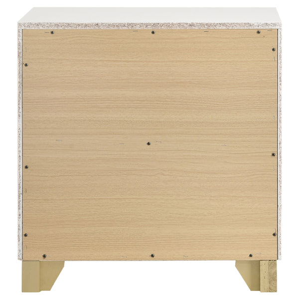English Elm Sophia White 2-Drawer Nightstand with Gold Accents and Black Base, Sleek Modern Bedside Storage Elegance B062P299898
