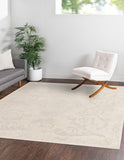 Unique Loom Finsbury Diana Machine Made Botanical Rug Ivory, Beige 7' 10" x 7' 10"