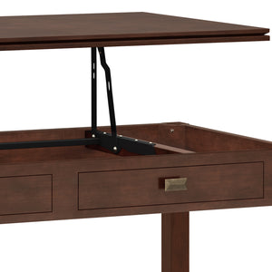 English Elm Artisan Lift Top Coffee Table - Rich Russet Brown With Hidden Storage For Living Room Elegance B136P158380