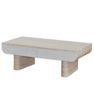 English Elm Coffee Table Mid Century Modern Oval with Faux Marble Top, Fluted Hidden Drawer, Small Space Friendly W3040P382310