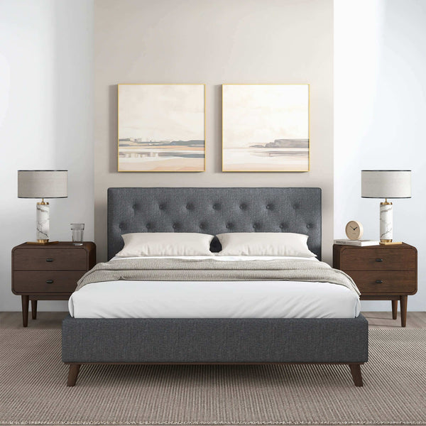 English Elm Ashcroft Furniture - Graceville King Size Upholstered Platform Bed With Tall Tufted Headboard - Modern Comfort & Style B183S00061