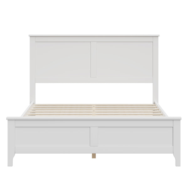 English Elm Modern Pine Wood Full Platform Bed Slatted Headboard Minimalist Bedroom Frame White N701P407155K