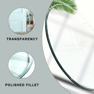 English Elm Size:42.13 Round Tempered Glass Table Top Clear Polished Edge Surface for Any Base W1151P324645