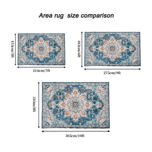 English Elm Area Rug 6X9 Vintage Bohemia Floral Design In Blue/Gold – Non-Slip, Washable For Living Spaces W2907P265141