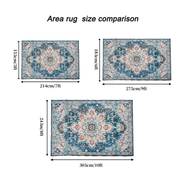 English Elm Area Rug 8X10 Vintage Bohemian Persian Floral Design - Non-Slip, Washable For Living Spaces P1 W2907P265142-GIGA