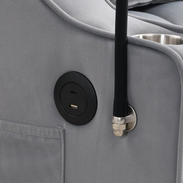 English Elm Modern Velvet Loveseat Futon Sofa with Pullout Bed, 3-in-1 Convertible Sleeper, USB Ports, Pockets Light Gray 46.85 L x 38.98 W x 16.14 H W2297P224268